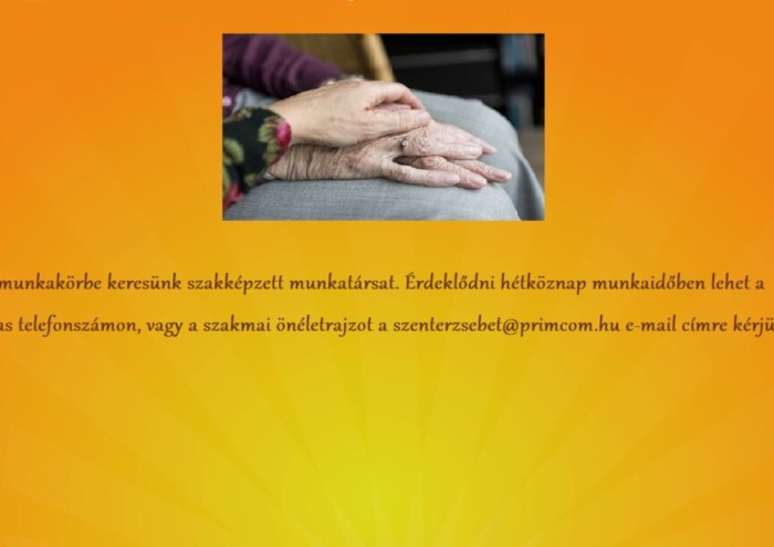 Szociális gondozó, ápoló munkatársat keresünk