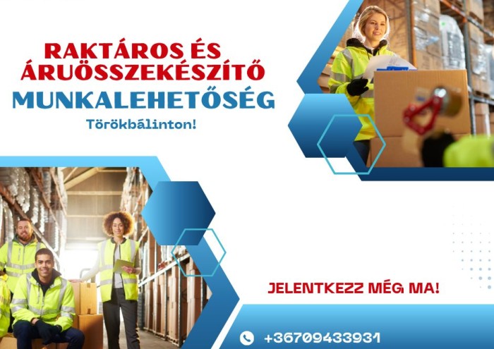 Raktáros, áruösszekészítő állás Törökbálinton