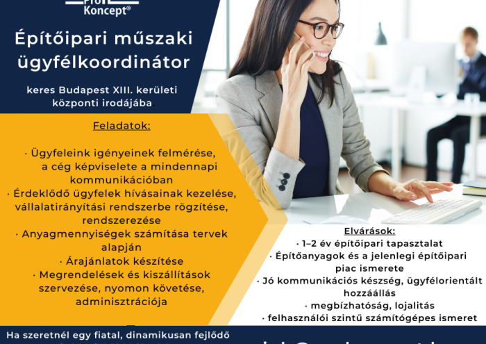 Építőipari műszaki ügyfélkoordinátor